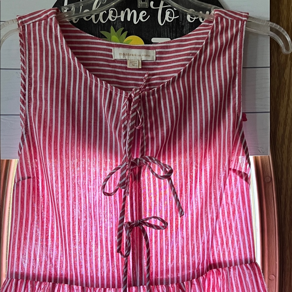 Monteau Pink and White Striped Mini Dress - Picture 3 of 4